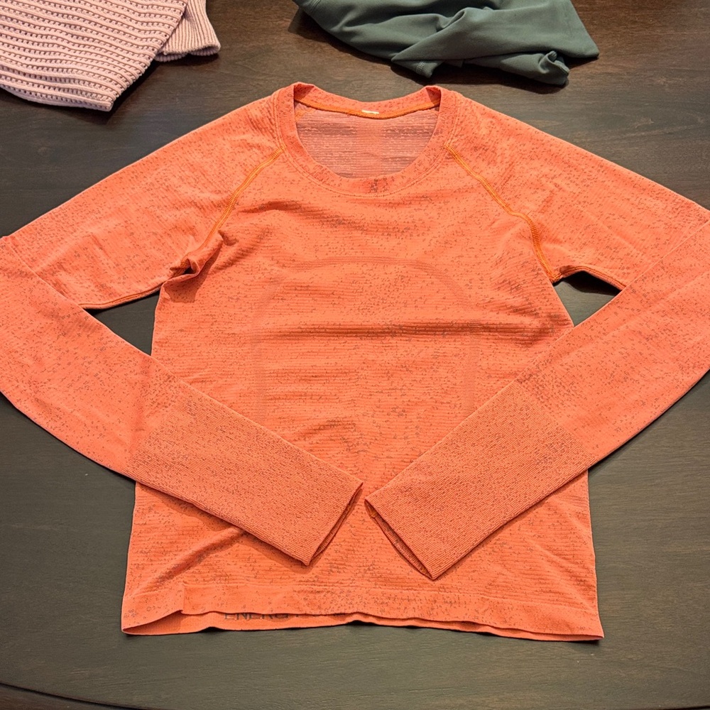 LULULEMON Orange Speckled Print Swiftly Long Sleeve Top 4/Xs